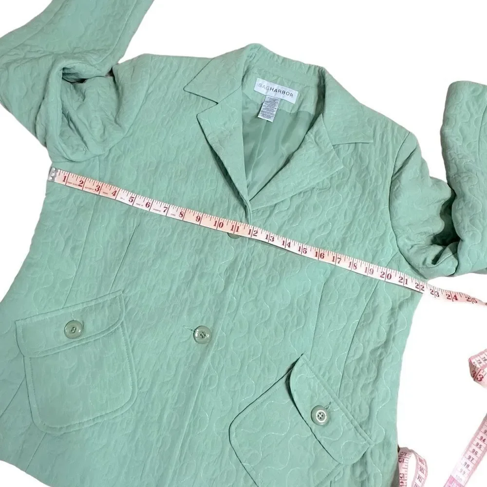 Vintage Mint Green Sag Harbor Quilt stitched  Blazer